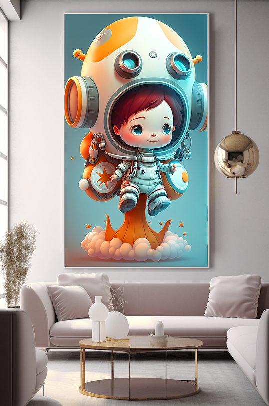 Creative Children's Q Edition Space Astronaut Decorative Painting