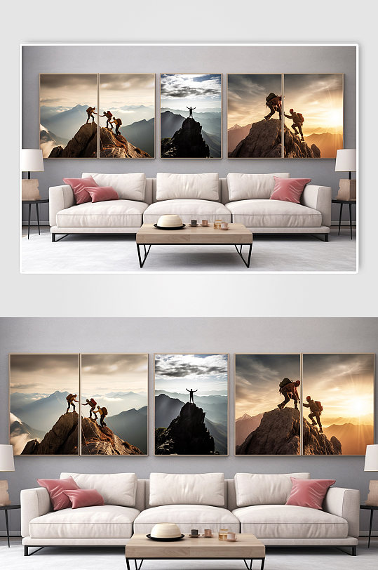 Mountaineering Rock Climbing Enterprise Spirit Character Business Decorative Painting