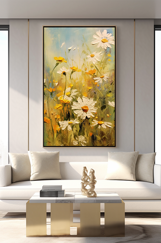 Classical Small Daisy Oil Painting Living Room Decorative Painting