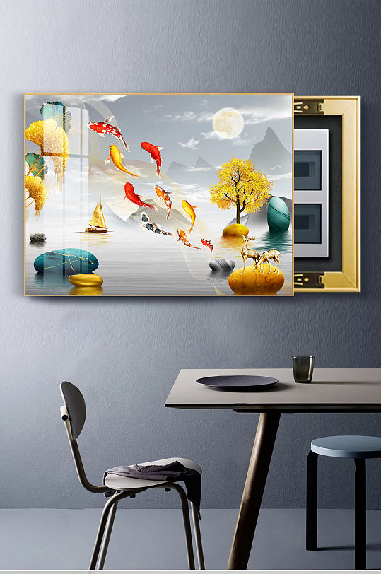 Modern Light Luxury Sailboat Nine Fish Electric Meter Box Painting