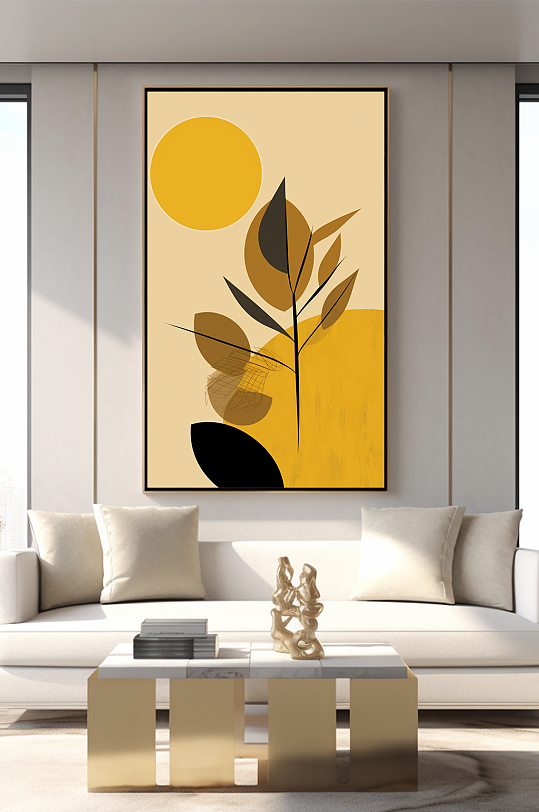 Geometric Abstract Leaf Indoor Living Room Decorative Painting