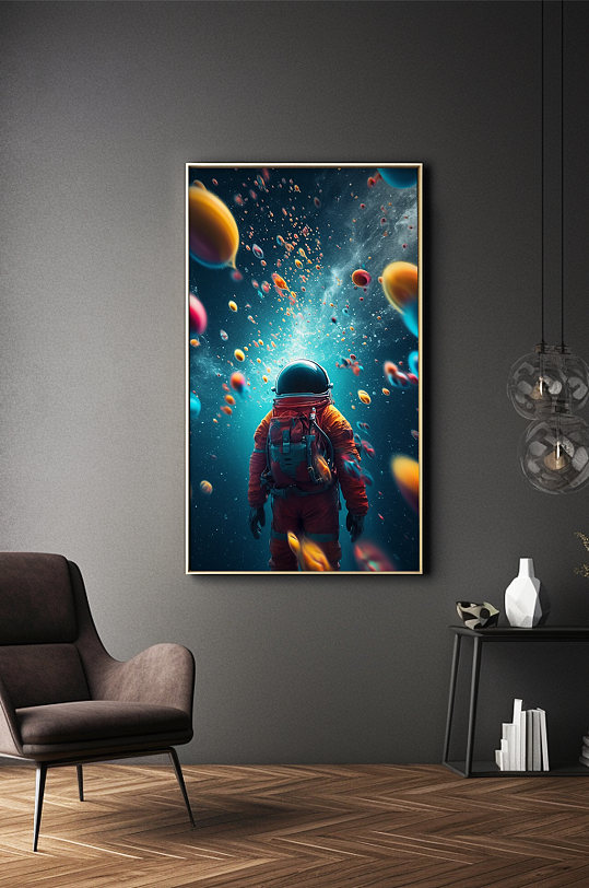 Dreamy Cosmic Astronaut Illustration Decorative Painting