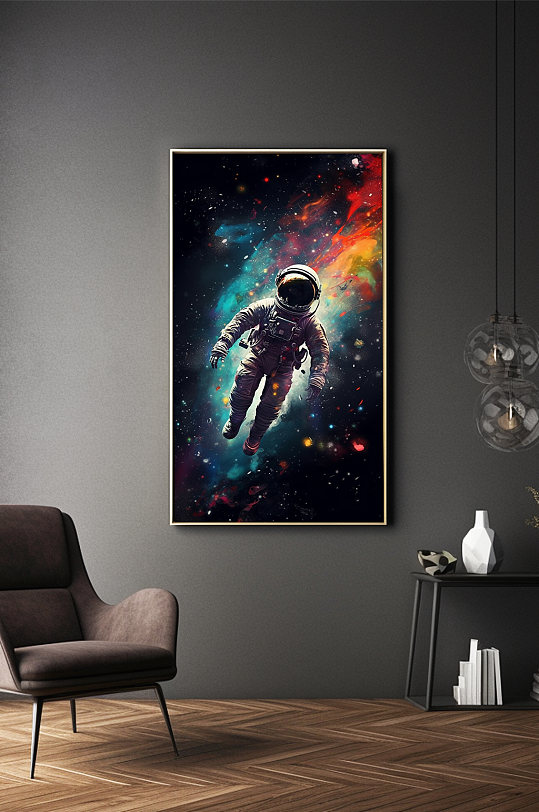 Starry Sky Space Astronauts Illustration Decorative Painting