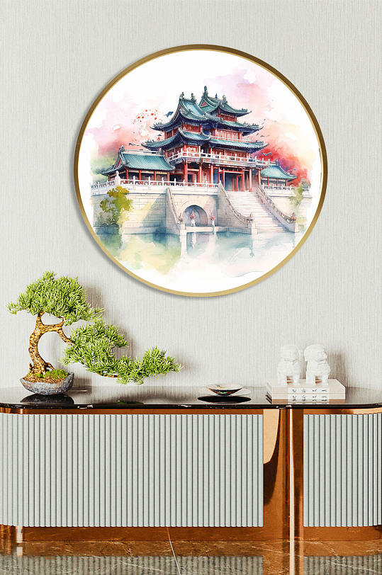 HD Chinese Wind Ink Landscape Illustration Background Wall Decoration Painting