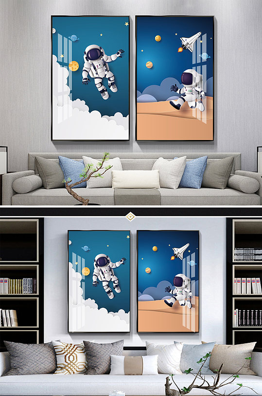 Modern Simple Astronaut Decorative Paintings