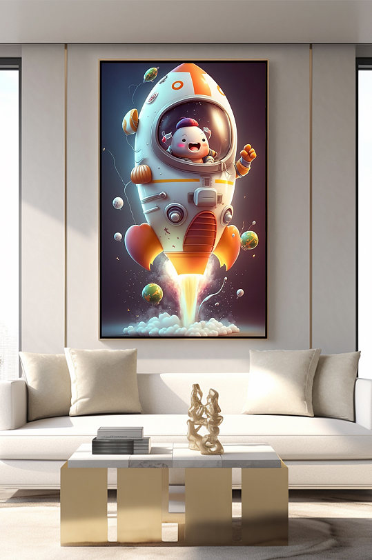 Creative Rocket Kids Q Edition Space Astronaut Decorative Painting