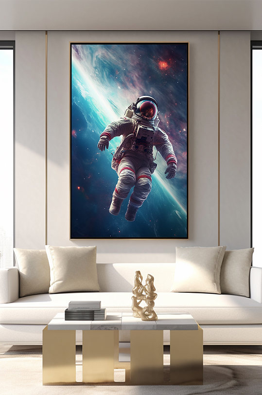 Splendid Cosmic Astronaut Illustration Decorative Painting