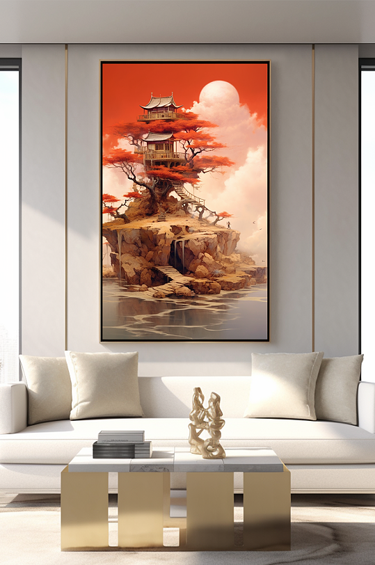 Chinese Pavilion Pavilion Living Room Decorative Painting