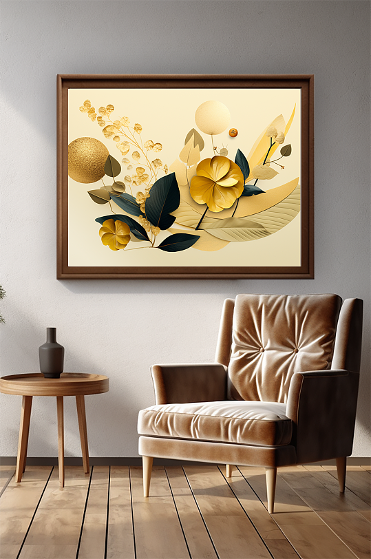 Three-dimensional gold foil geometric stitching decorative painting