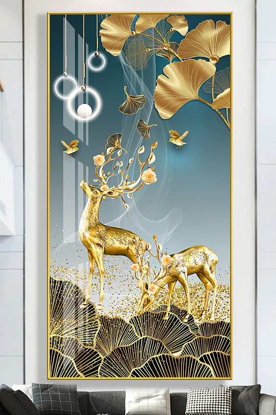 Light luxury simple ginkgo leaf elk entrance