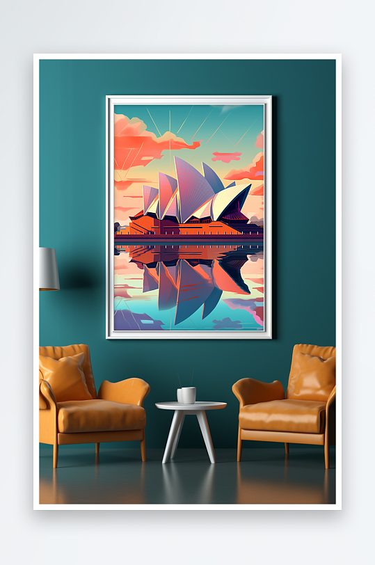 Sydney Opera House Flat Collage Foreign City Landmark Decorative Painting