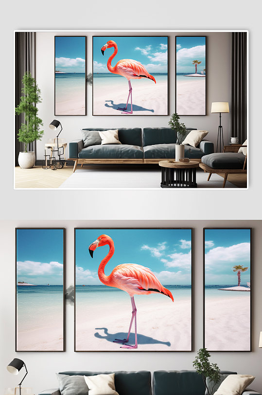 Simple fashion flamingo animal ins wind combination decorative painting