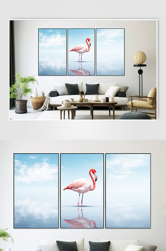 Seaside fashion flamingo animal ins wind combination decorative painting