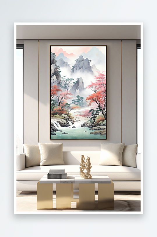 Elegant Chinese Style Hongyun Dangtou Landscape Painting Decorative Painting