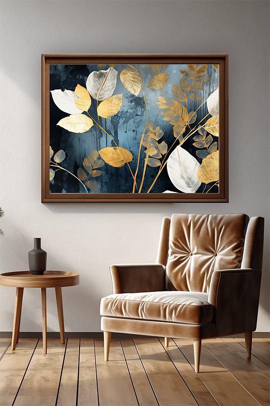 Blue Gold Light Luxury Gold Leaf Interior Décor Painting