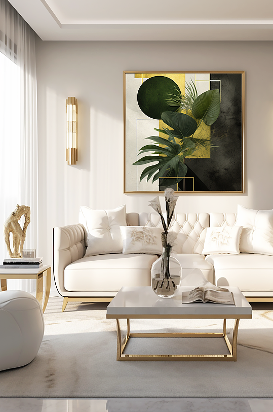 Modern Greenery Simple Nordic Living Room Decorative Painting