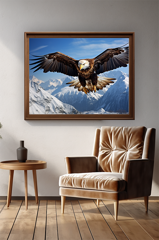 Atmospheric Snowy Eagle Soaring Photography Interior Decoration Painting