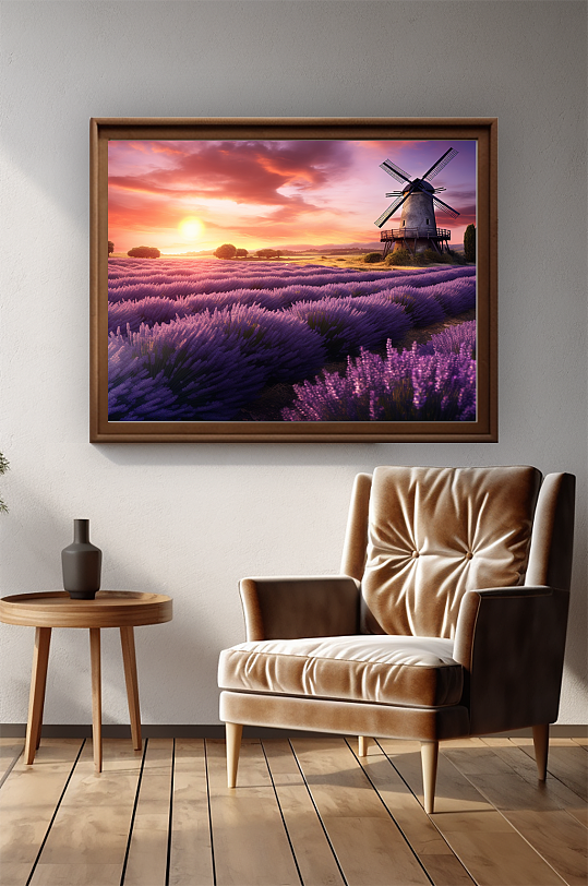 Provençal Windmill Flower Sea Photoshoot Lavender Decorative Painting