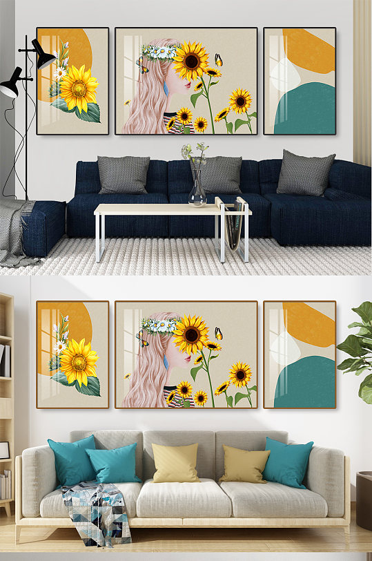 Hand Painted Sunflower Beauty Illustration Decorative Painting