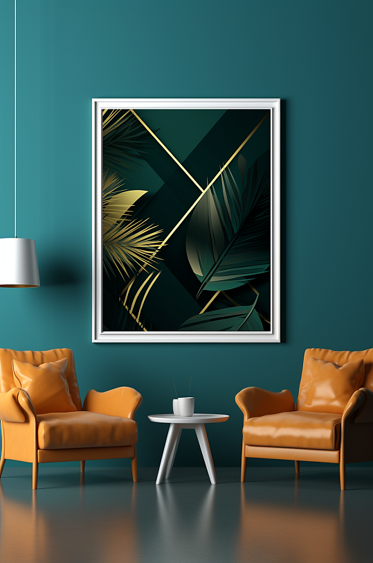 Green Gold Foil Decorative Painting Living Room Interior Decorative Painting