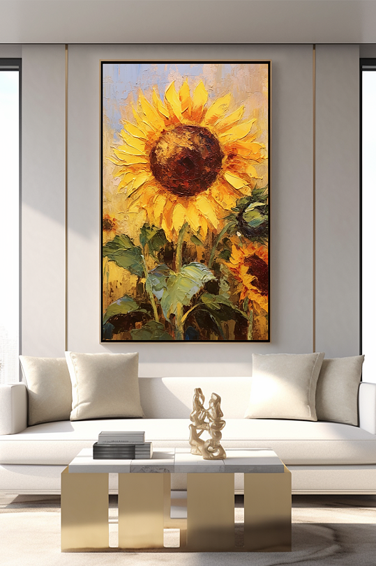 Autumn Atmosphere Modern Sunflower Oil Painting Living Room Decor Painting