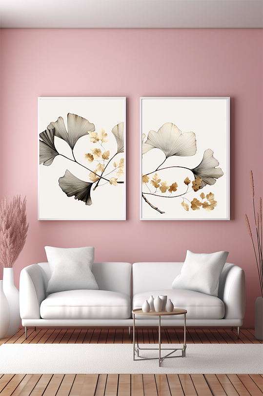 Simple Ginkgo Leaf European Style Decorative Painting