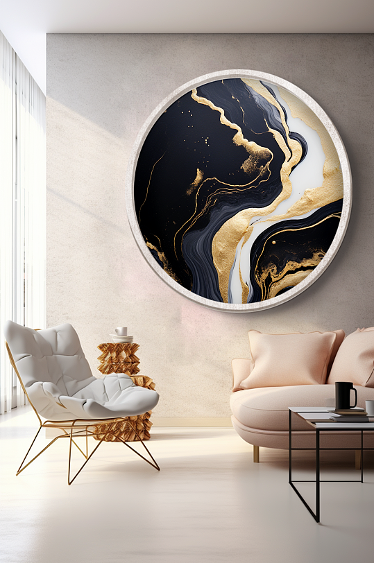 Modern Decorative Paintings in Fluid Plated Light Luxury Marble