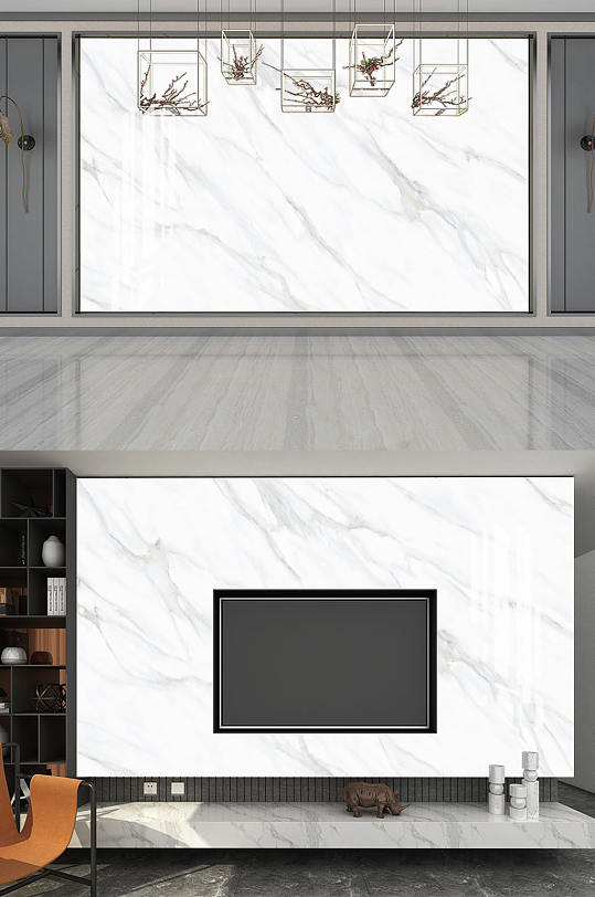 Grey HD marble TV background wall