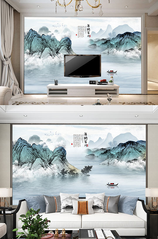 Haina Baichuan TV background wall landscape decorative painting