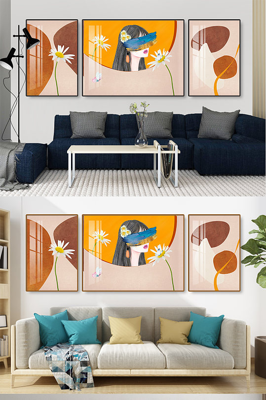 Hand Painted Little Fresh Beautiful Girl Illustration Floral Decorative Painting