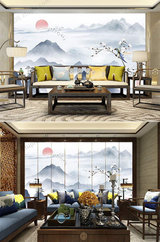 Mindset Chinese style landscape background wall