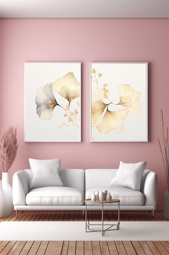 Watercolor Style Simple Ginkgo Leaf Interior Decoration Painting