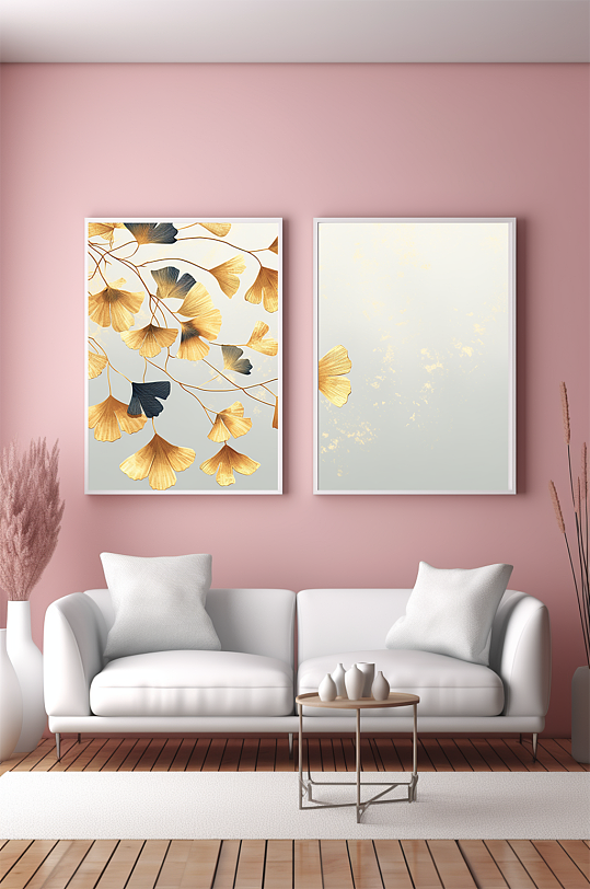 Elegant Interior Ginkgo Leaf Decorative Painting