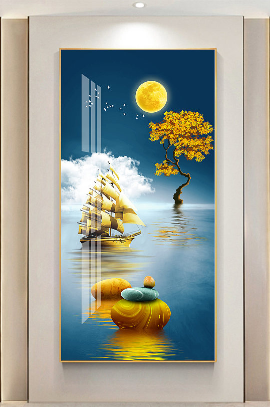 Light luxury sailing entrance decorative painting