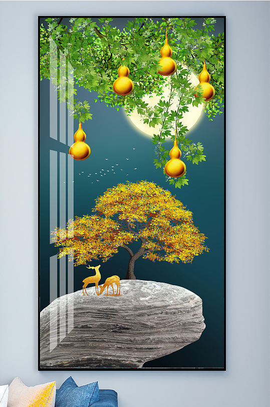 Gourd Five Blessings Linmen Golden Elk Entrance