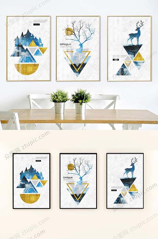 Nordic minimalist fashion restaurant decorative painting