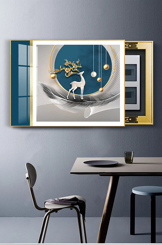 Modern Simple Feather Elk Electric Meter Box Painting