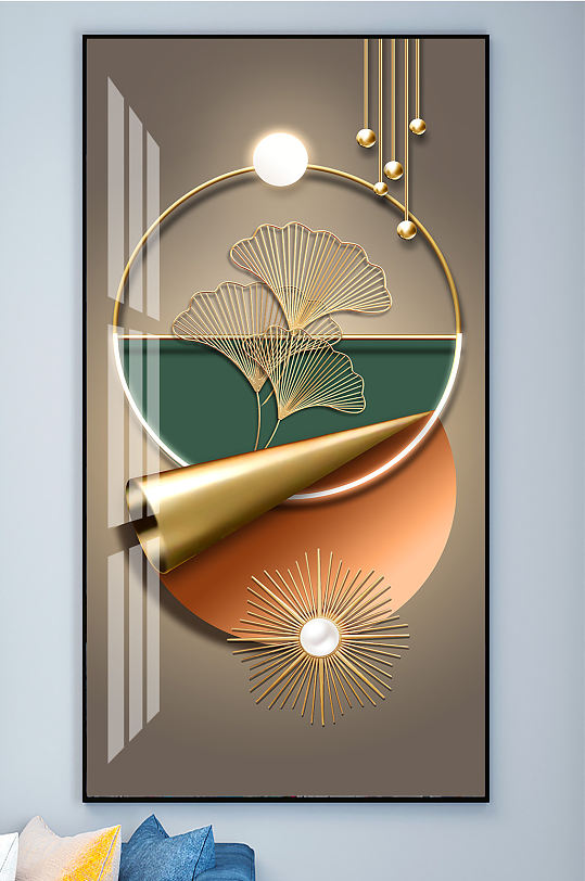 Ginkgo Leaf Geometric Decorative Painting