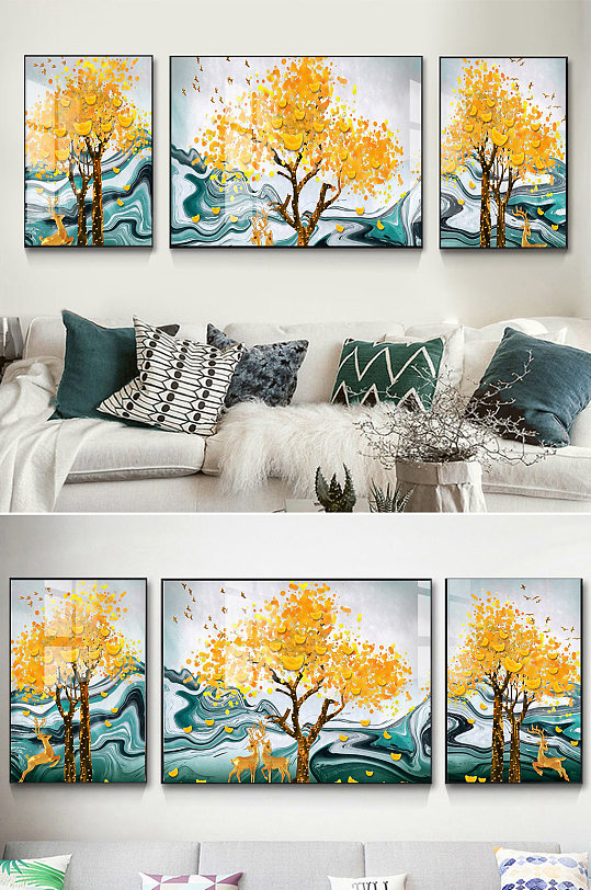 Mood Money Tree Elk Abstract Painting