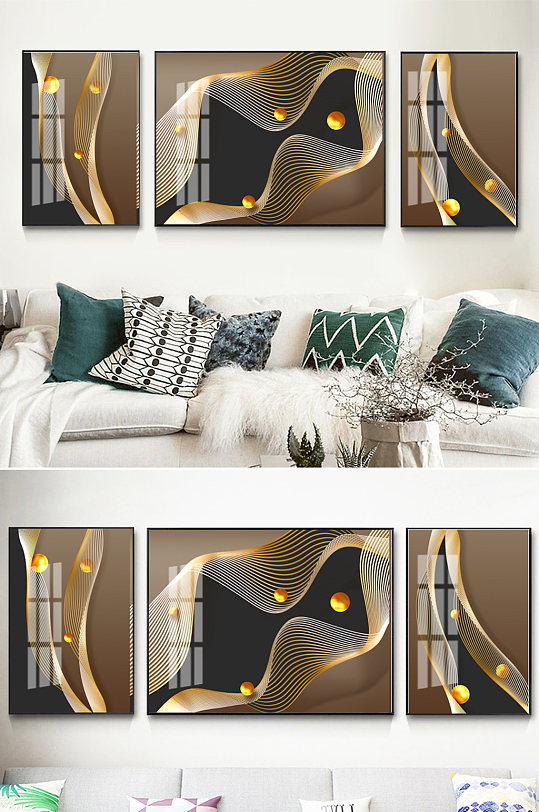 Luxury Texture Curve Sphere Combined Decorative Painting