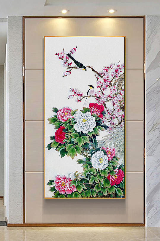 Rich Peony Entrance Decorative Painting