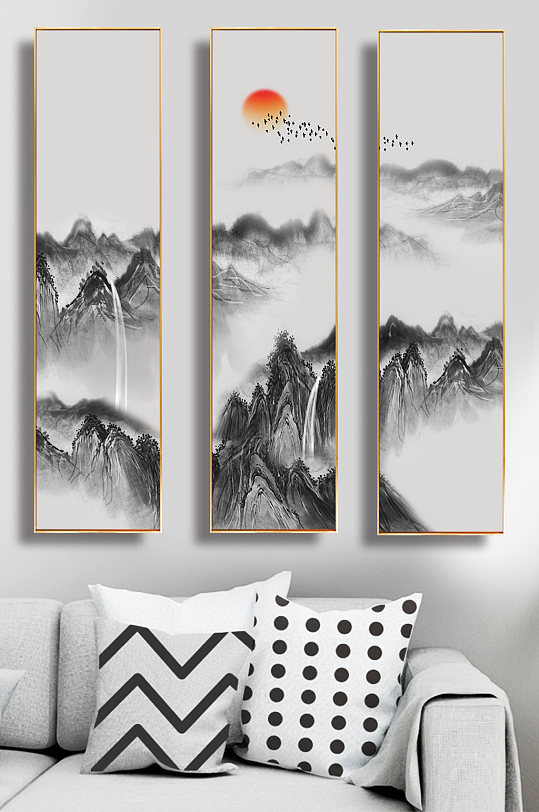 Ink Art Landscape Decorative Painting Atmospheric Mountains and Rivers