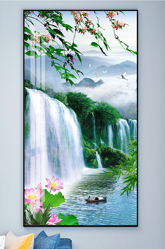 Alpine flowing water decorative painting entrance