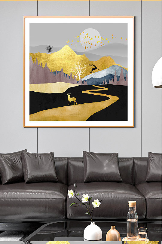 New Chinese Style Landscape Gold Elk Decorative Painting