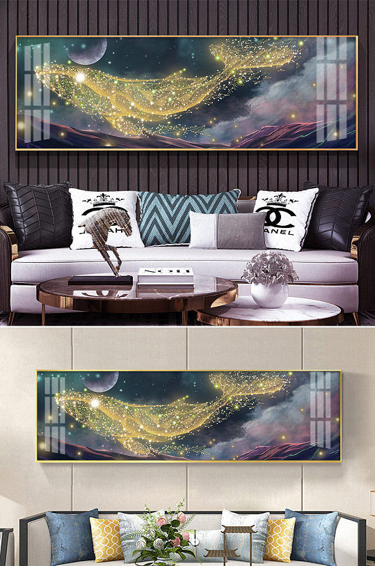 Nordic Whale Dream Starry Sky Decorative Painting