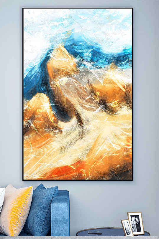 Oil Painting Blue Sea Decorative Painting Mural
