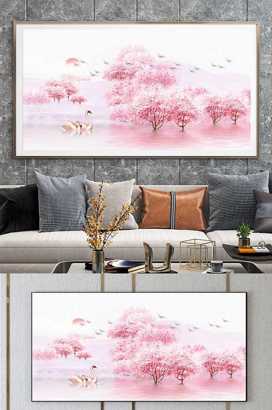 Dreamy Peach Blossom Duck Landscape Decorative Painting