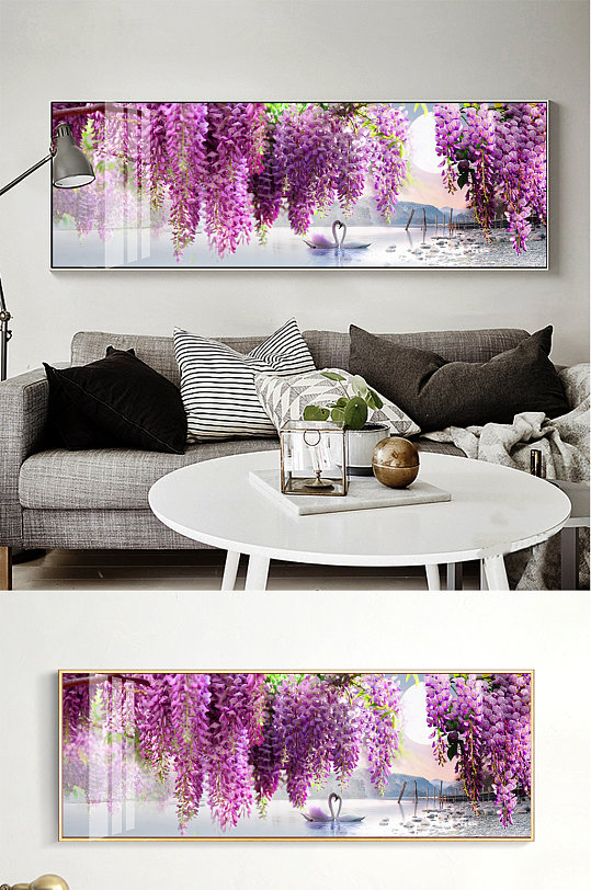 Wisteria Flower Beautiful Landscape Frameless Decorative Painting