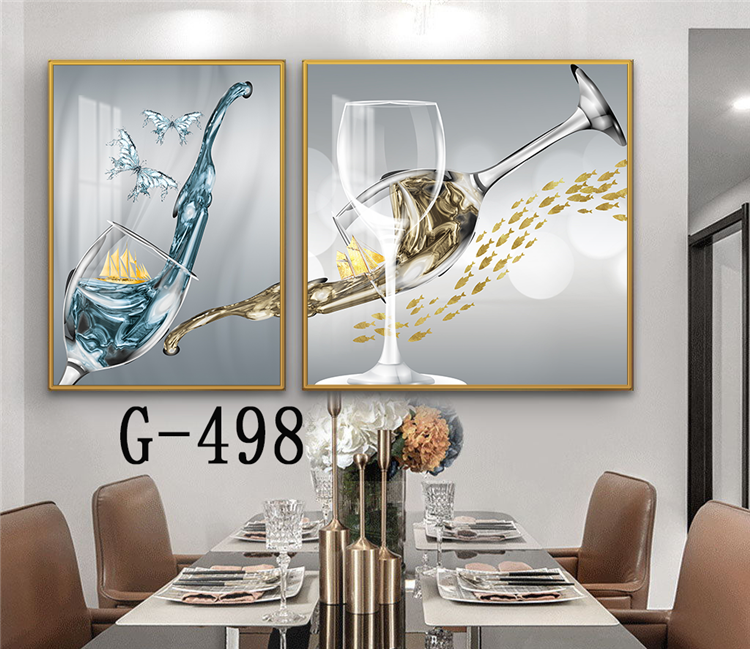 Picture file set of 2 abstract modern dining room - G-498