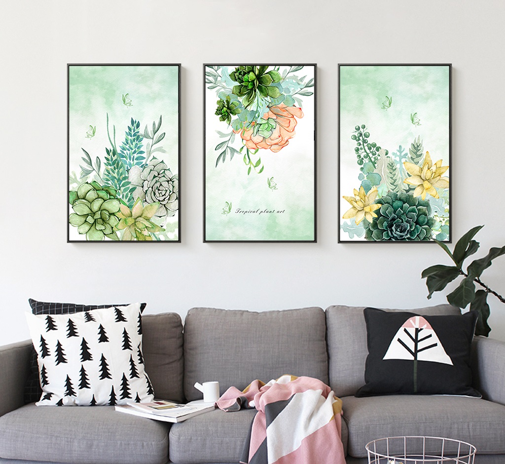 File of 3 watercolor hand-painted flowers and leaves - HL0029